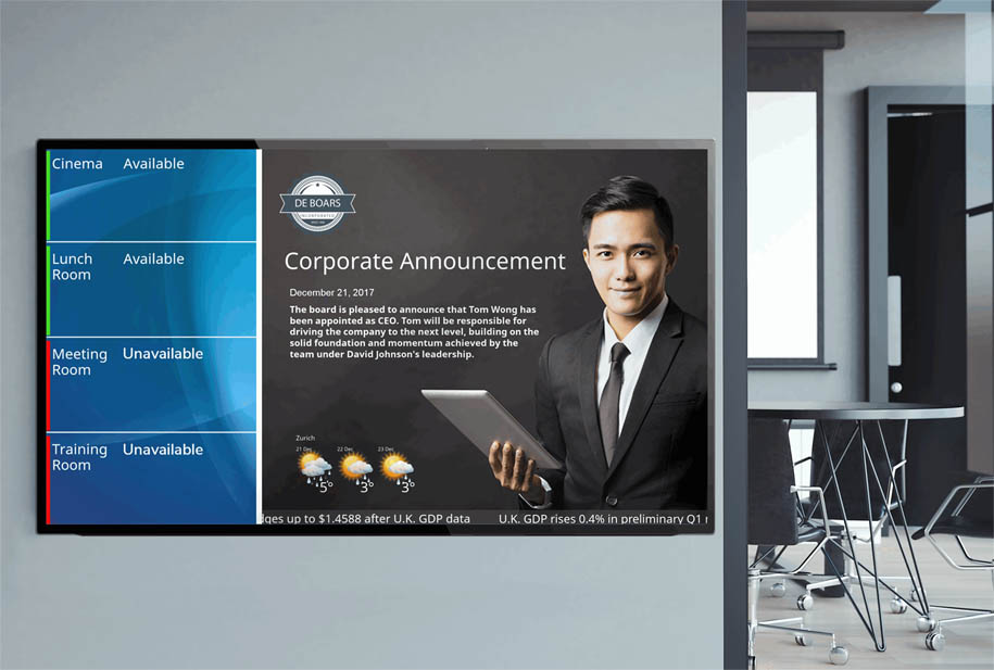 corporate digital signage with room reservations