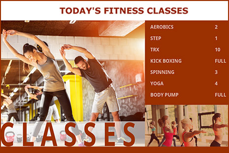 spreadsheet digital signage for a fitness gym
