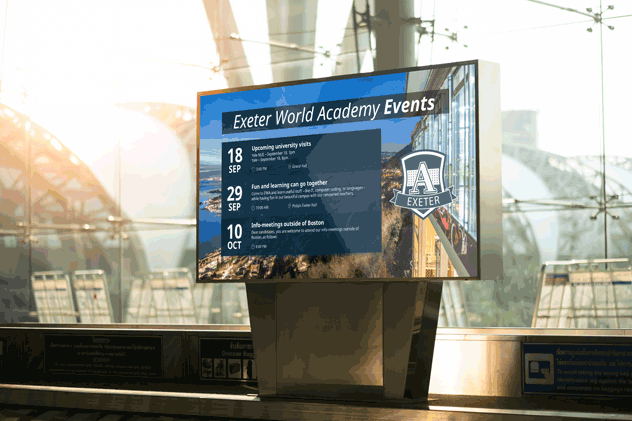 digital signage and events calendar in education