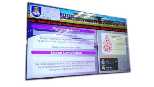 News screen at University Technology Mara