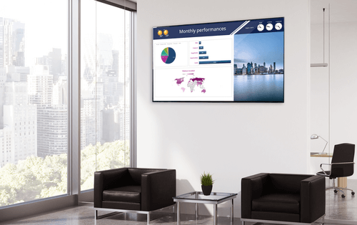 spinetix digital signage screen with excel-chart dashboard