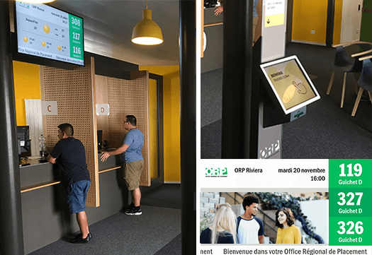 Digital Signage mit Warteschlangenverwaltung von ESII im öffentlichen Amt der Schweiz