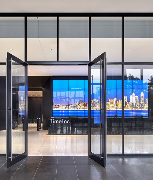 video wall at reception of time inc. headquarters new york