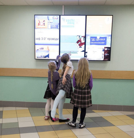 digital signage screens at a school