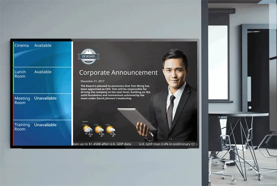 corporate digital signage with room reservations