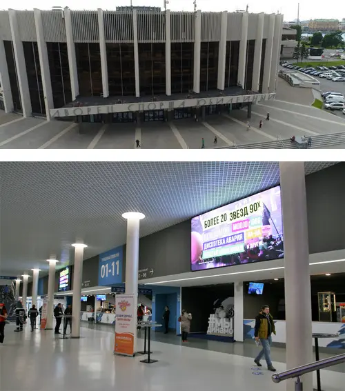 Lobby du Stade Yubileyny, equippé d’affichage dynmamique SpinetiX