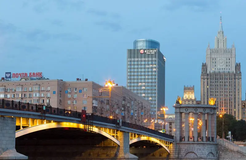 azimut hotel downtown moscow view from the river bridge