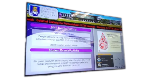 News screen at University Technology Mara in Malaysia