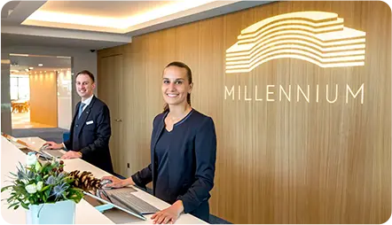 millennium building reception desk at lobby